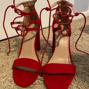 BRAND NEW Charlotte Russe Red Lace Up Heels Size 8